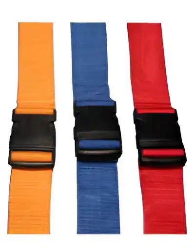 Three Deluxe Disposable Spine Board Straps (orange, blue, black)