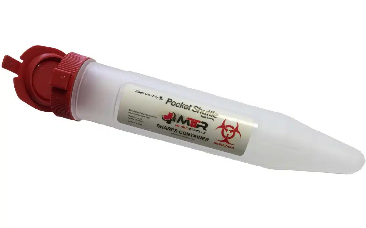 Pocket Shuttle Sharps Container – Bulk Case of 144 from MM Medical Supply