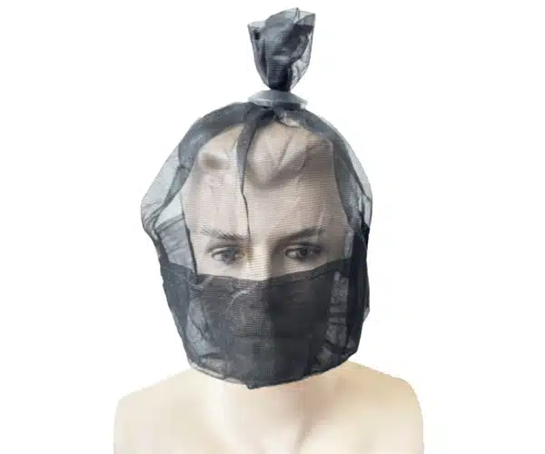 Deluxe Transport Spit Hoods (black mesh mask) - Bulk Case of 500